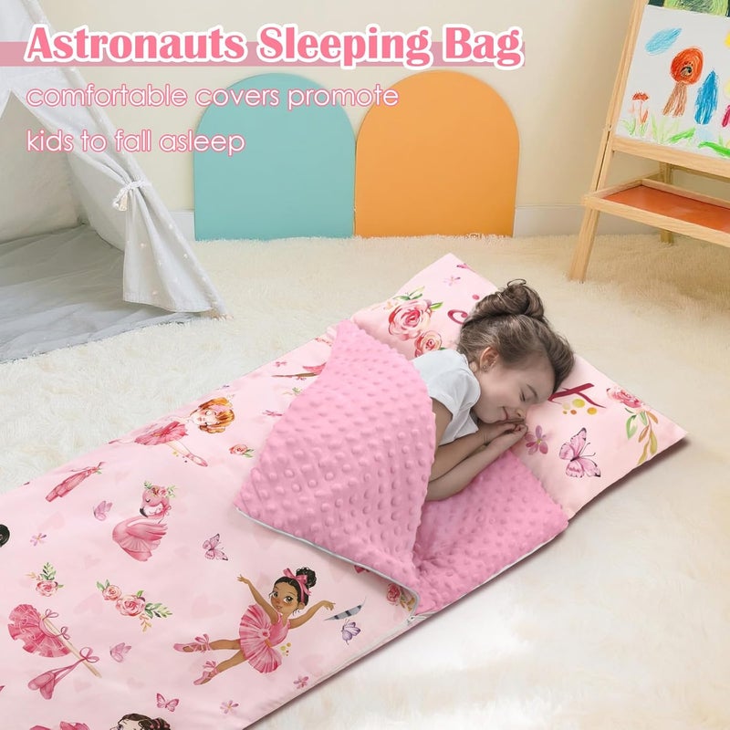 Decalsweet Kids Sleeping Bag Toddler Nap Mat with Removable Pillow, Large Foldable Sleeping Bag for Girls Boys, Easy Clean Slumber Bag with Double Zip for Camping School Preschool Daycare, 59×24 inch - Image 3